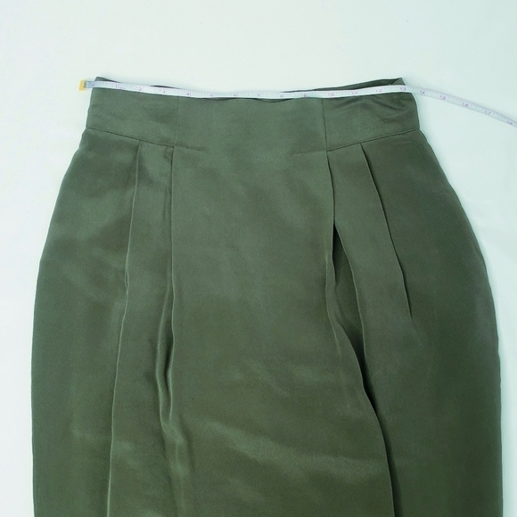 NWT Vintage Dana Buchman Washed Silk Career Skirt Olive Green - Picture 5 of 9